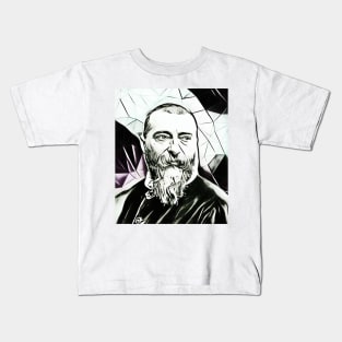 Jean-Baptiste Alphonse Karr Black and White Portrait | Jean-Baptiste Alphonse Karr Artwork 3 Kids T-Shirt